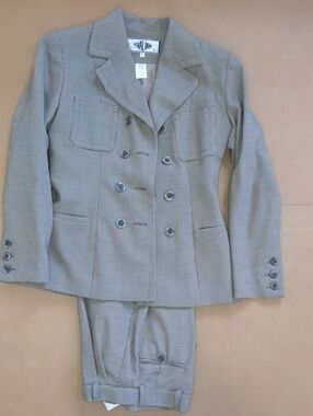 Thalian Petite Houndstooth Blazer & Trouser Set - Black, White & Taupe